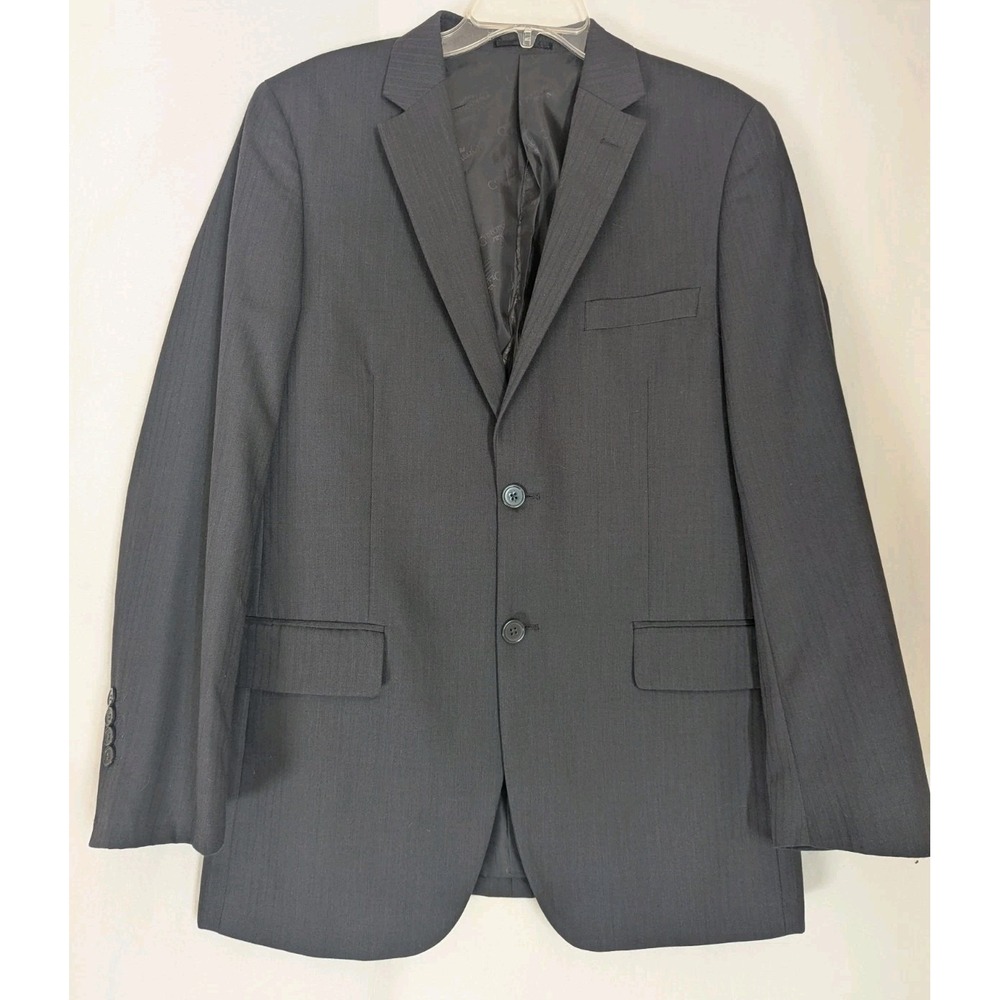 CARLO LUSSO Mens 40 R Gray Suit Sport Coat Blazer Jacket Striped